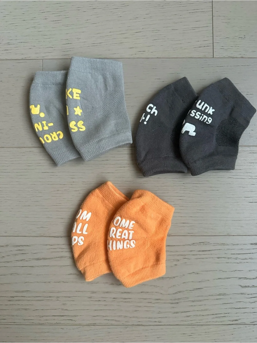 Baby Non-Slip Ankle Socks Trio - Orange, Gray, Charcoal
